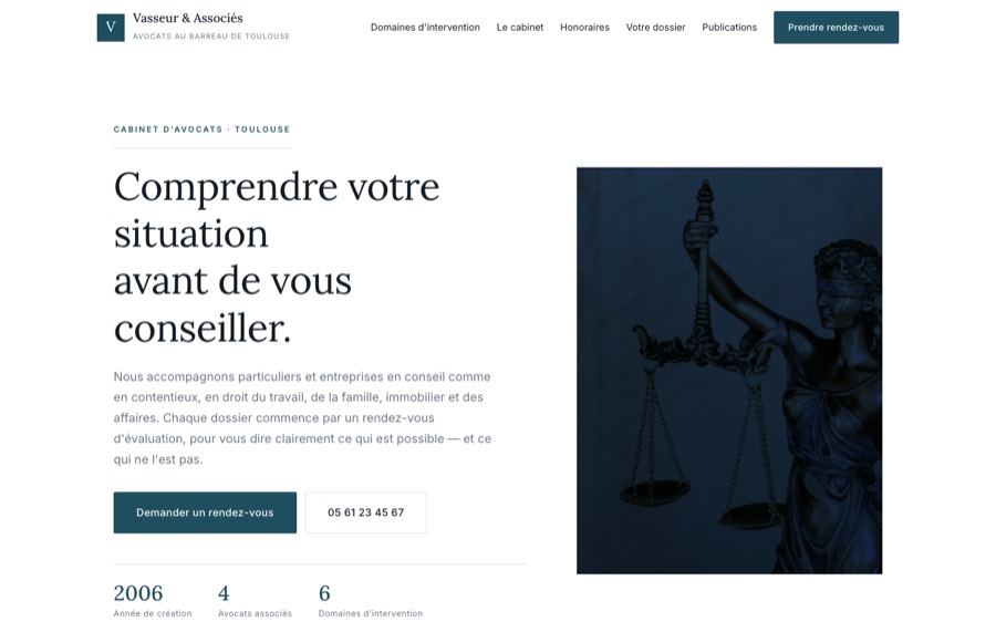Aperçu du site modèle pour cabinet d'avocats