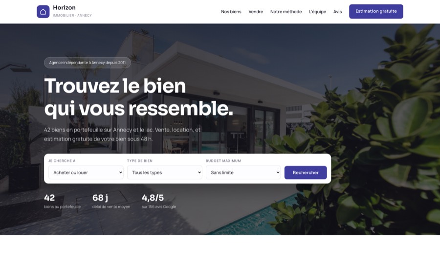 Aperçu du site modèle pour agence immobilière