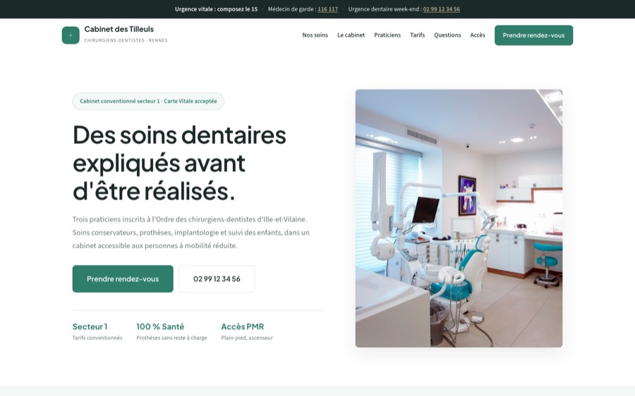Aperçu du site modèle pour cabinet dentaire