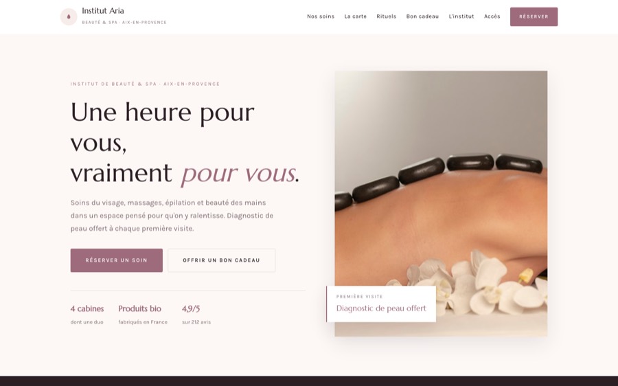 Aperçu du site modèle pour institut de beauté