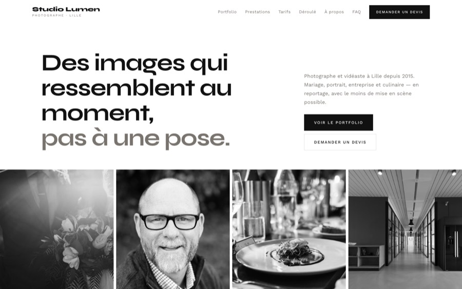 Aperçu du site modèle pour photographe